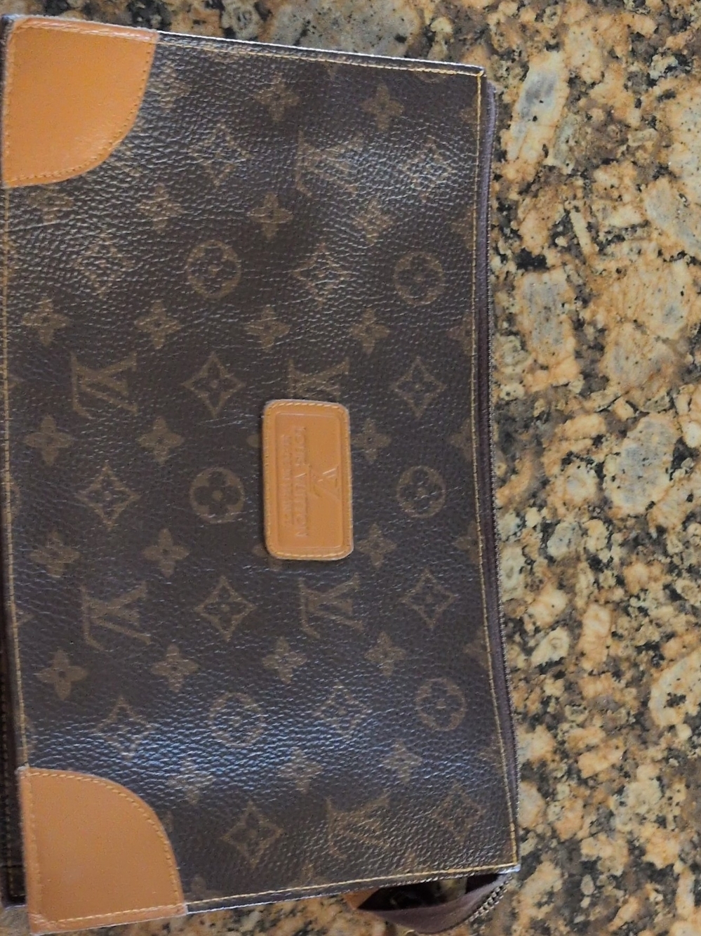 Louis Vuitton Monogram Leather Tote with Tan Leather Trim